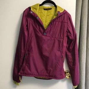 Stoic small pink fuchsia lime green insulated hoodie jacket quarter zip/snap